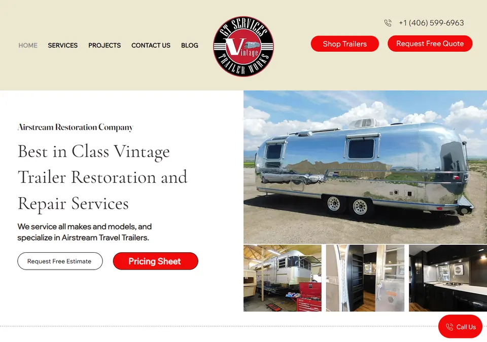 GT Services Vintage Trailer Works homepage