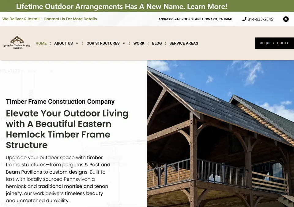 Premier Timber Frame Builders homepage